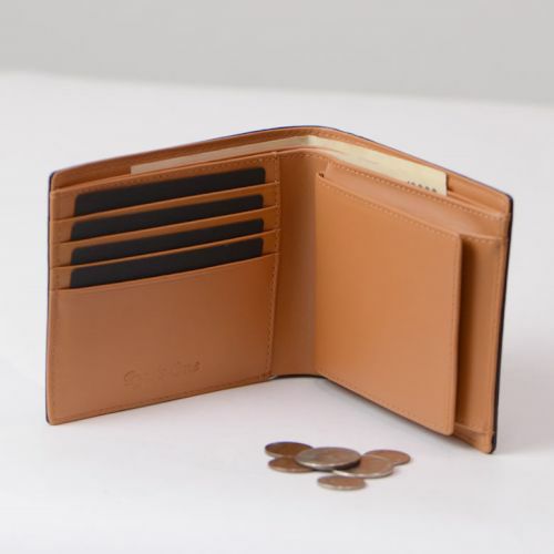 二つ折り財布 メンズ ブランド 本革 札入れ 薄い box型小銭入れ カード