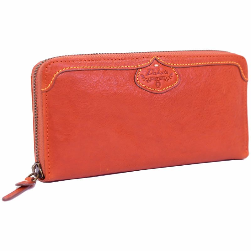 ダコタ 財布 レディース 40代 長財布 ラウンドファスナー 大容量 革 人気 おしゃれ 可愛い おすすめ 使いやすい 本革 オレンジ 橙