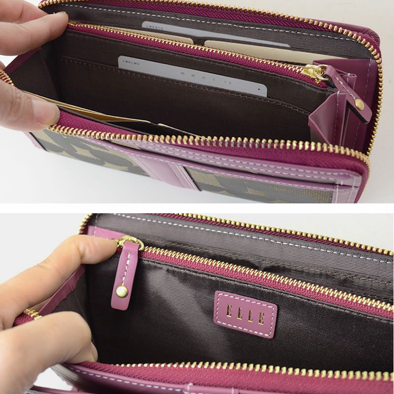 ELLE 財布 レディース 長財布 ブランド ラウンドファスナー コの字ファスナー 使いやすい 大容量 50代 40代 エル