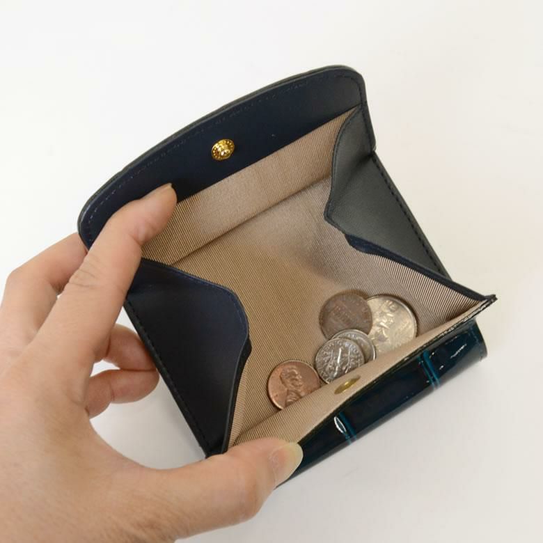 アルカン 二つ折り財布 レディース かわいい 薄い スリム BOX型 小銭入れ コインケース 札入れ カードケース カード入れ ボックス型小銭入れ コンパクト ミニ財布 ミニウォレット 風水 使いやすい エナメル 革 人気 ブランド