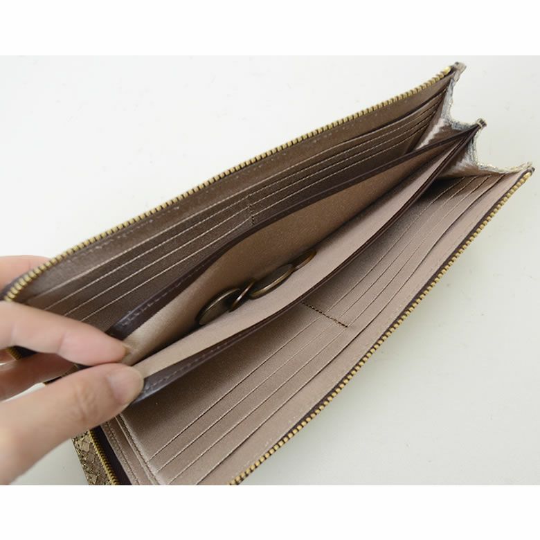 財布 レディース 長財布 L字ファスナー 薄い 薄マチ カードが