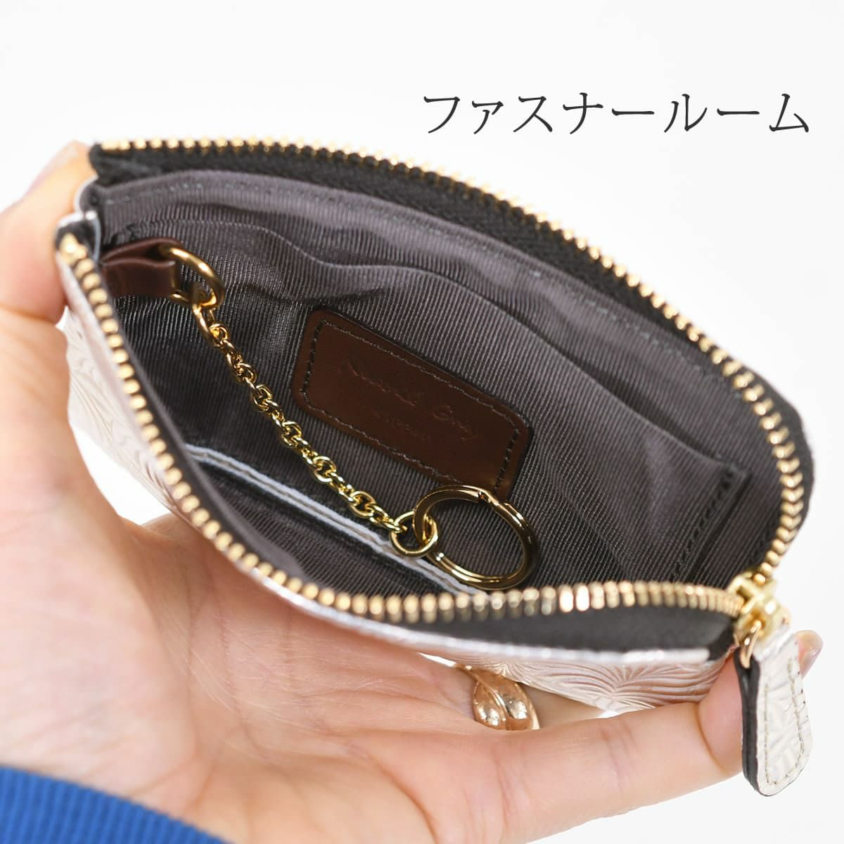 キーケース レディース 人気 ブランド コンパクト スマートキー 軽い 日本製 本革 ニュートラルグレイ490301