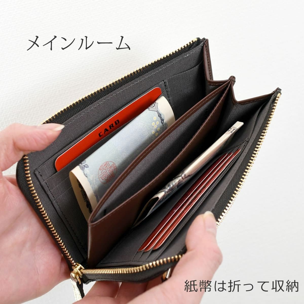 ミニ財布 レディース 人気 ブランド コンパクト スリム l字ファスナー 軽い 日本製 本革 ニュートラルグレイ1415675