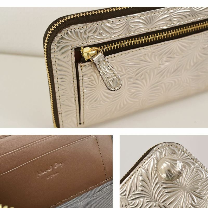 ミニ財布 レディース 人気 ブランド コンパクト スリム l字ファスナー 軽い 日本製 本革 ニュートラルグレイ1415675