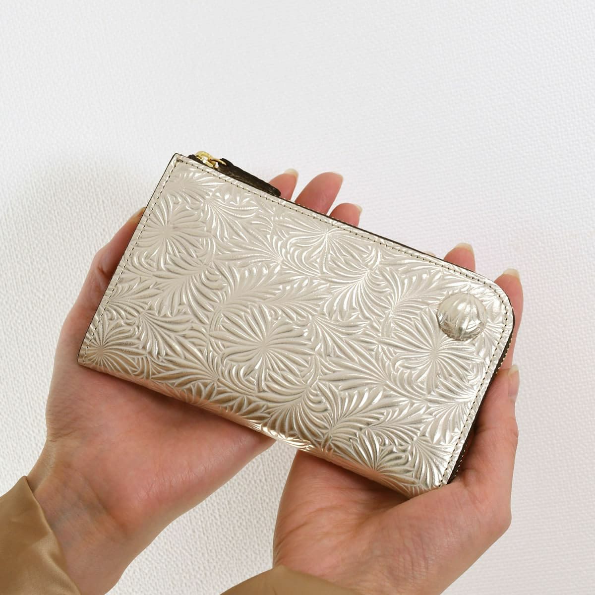 ミニ財布 レディース 人気 ブランド コンパクト スリム l字ファスナー 軽い 日本製 本革 ニュートラルグレイ1415675