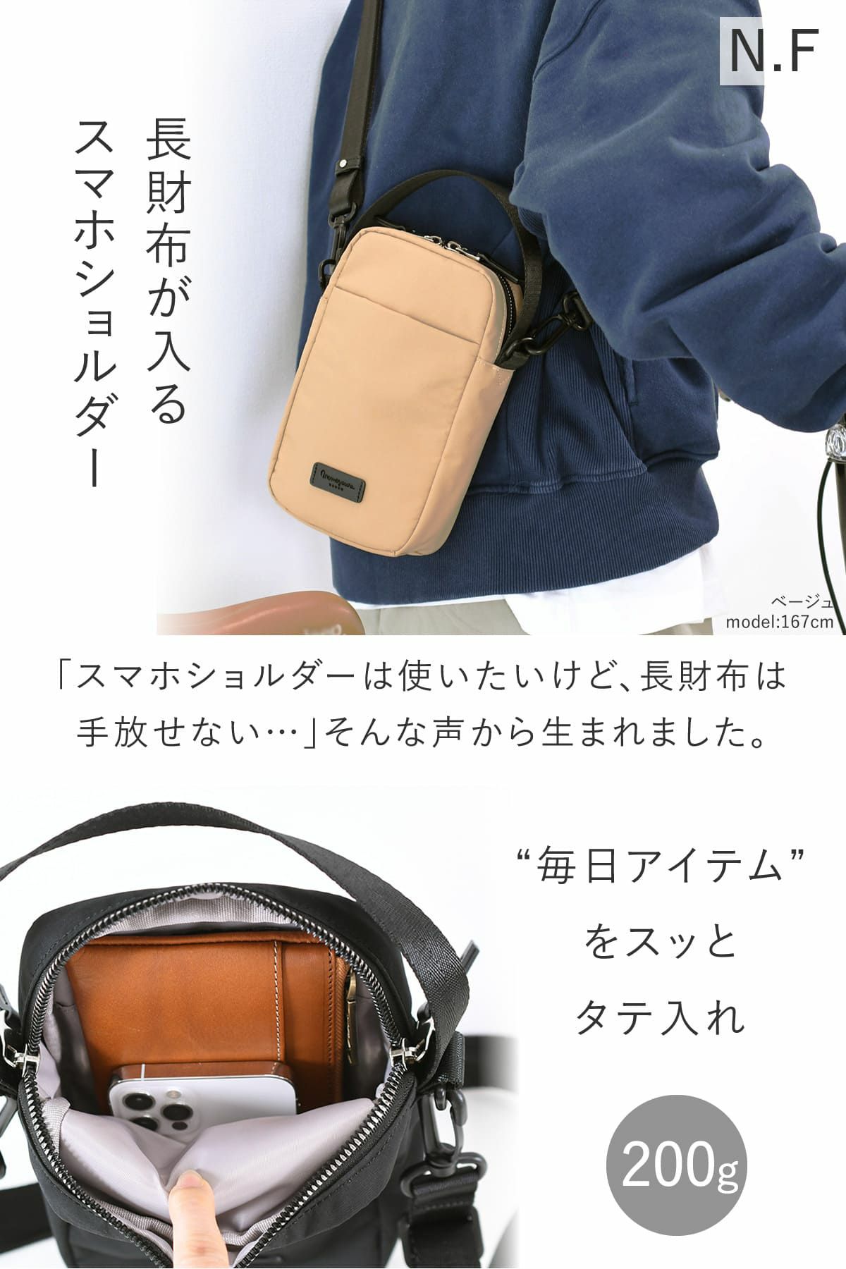 目々澤鞄 ショルダーバッグ メンズ 小さめ 斜めがけ 縦型 小さい ミニショルダー ナイロン 軽い ブランド 撥水 N.F 40001m