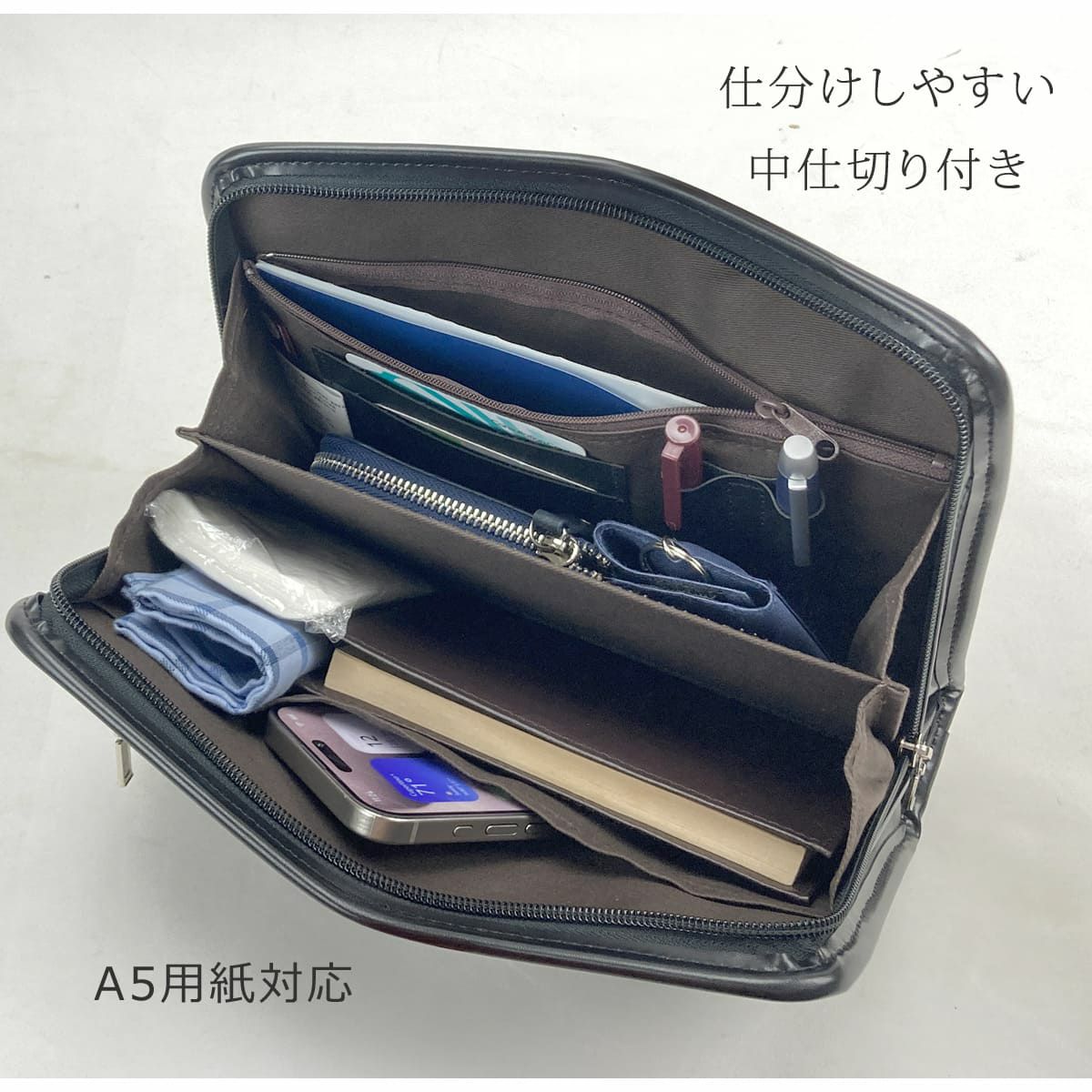 セカンドバッグ メンズ 日本製 40代 軽量 合皮製 豊岡鞄認定 ストラップ 2way 大きく開く ブランド 父の日 ギフト プレゼント25964