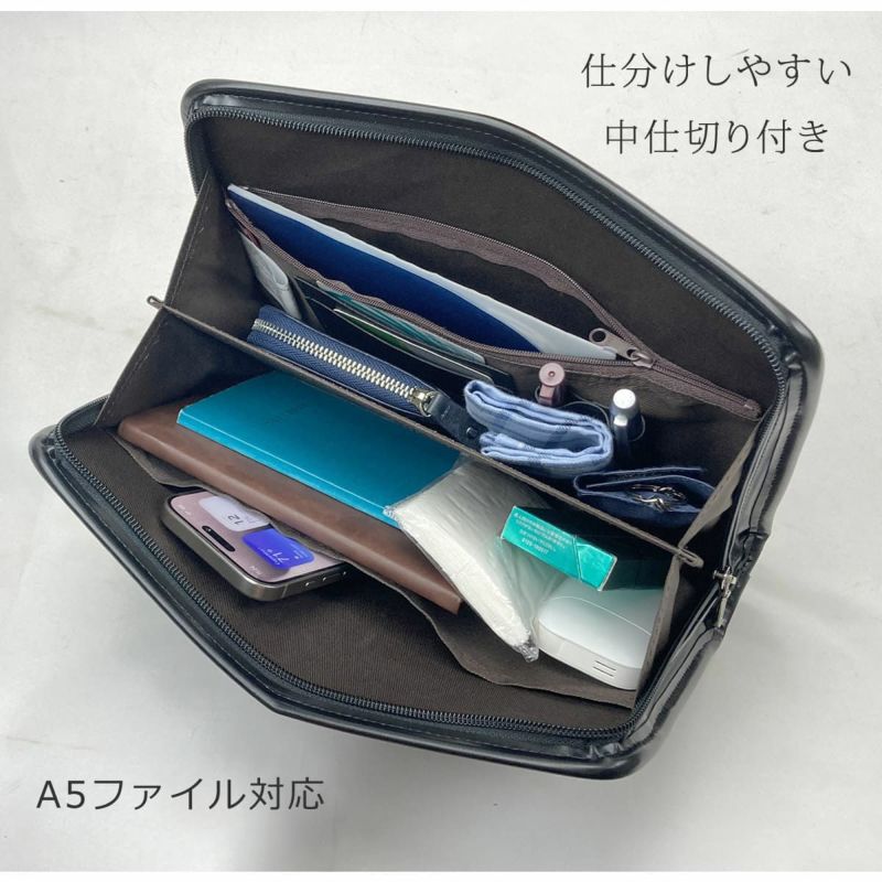 セカンドバッグ メンズ 日本製 40代 軽量 合皮製 豊岡鞄認定 ストラップ 2way 大きく開く ブランド ギフト 父の日 プレゼント 25963