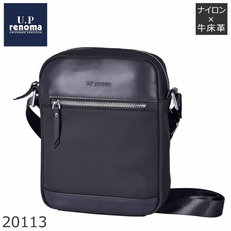 ショルダーバッグ メンズ 小さめ 斜めがけバッグ ナイロン 軽量 革付属 ブランド 軽い 縦型 父の日 プレゼント ギフト 贈り物 40代 50代 60代 renoma