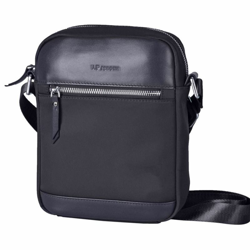 ショルダーバッグ メンズ 小さめ 斜めがけバッグ ナイロン 軽量 革付属 ブランド 軽い 縦型 父の日 プレゼント ギフト 贈り物 40代 50代 60代 renoma