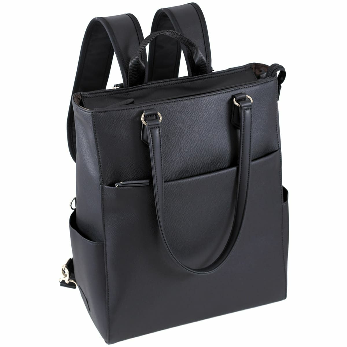 目々澤鞄 ビジネスリュック レディース 合皮 2way トート A4対応 軽量 おしゃれ きれいめ PC収納 通勤 営業 出張 自立 上品 ブラック